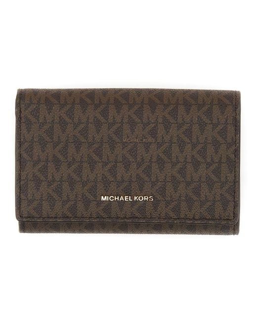 Michael Kors Brown Wallet With All Over Logo