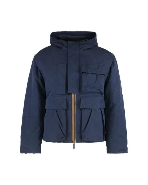 K-Way Blue Short Parka Guillermo With Hood for men