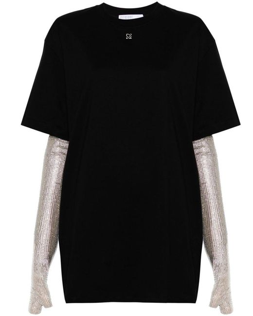 GIUSEPPE DI MORABITO Black T-shirt Style Dress With Fingerless Gloves