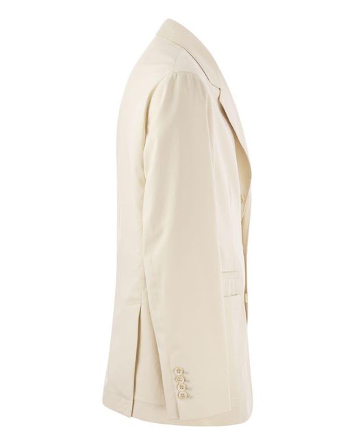 Brunello Cucinelli Natural Cotton And Cashmere Deconstructed Jacket With Patch Pockets for men