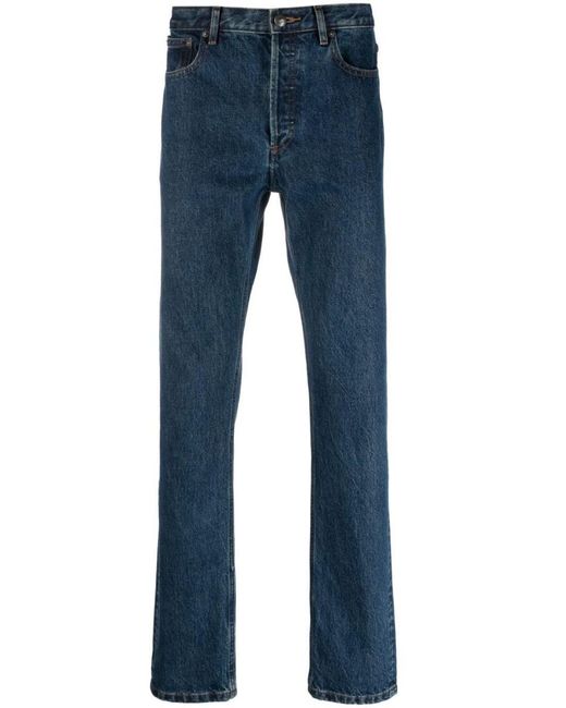 A.P.C. Blue Straight-leg Cotton Jeans for men