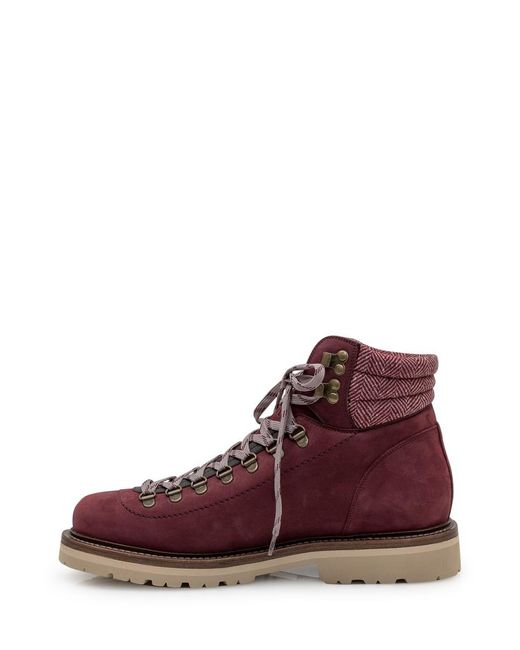 Brunello Cucinelli Purple Suede Ankle Boots for men
