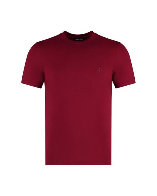 Giorgio Armani Red Viscose Crew-Neck T-Shirt for men