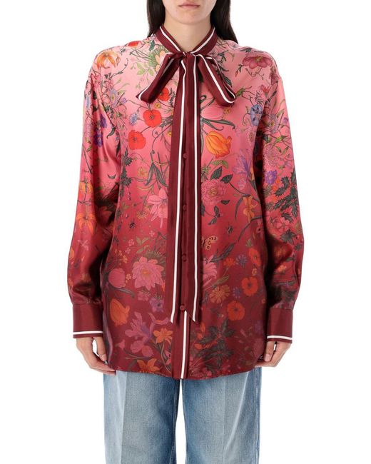 Gucci Red Printed Silk Shirt