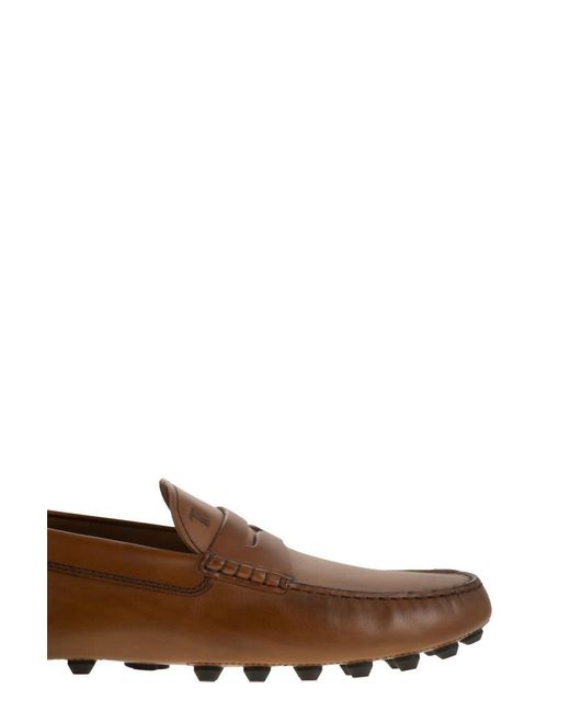 Tod's Brown Gommino Bubble Leather for men