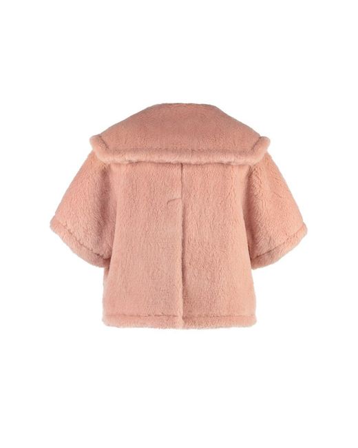Max Mara Pink Cambusa Wool Blend Cape Coat