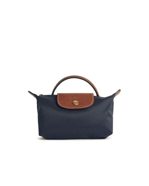 Longchamp Blue 'Le Pliage Original' Mini Bag With Logo Engraved On The Front