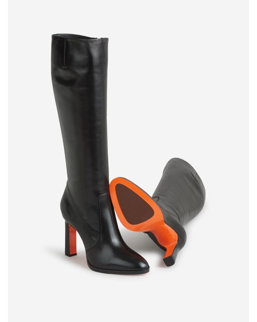 Santoni Black High Leather Boots