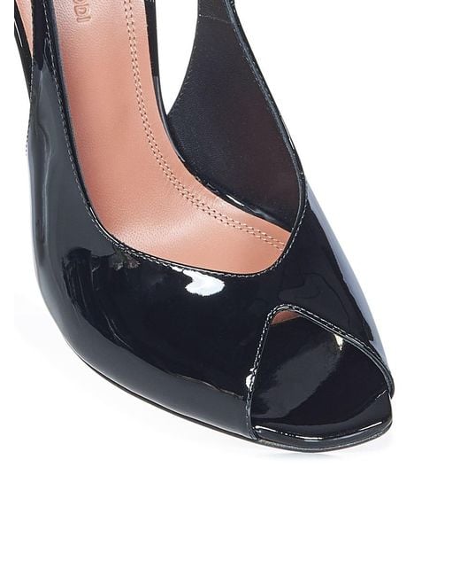 AMINA MUADDI Black Peep Toe Slingback Pumps