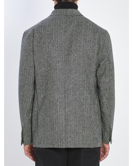 Tagliatore Gray Herringbone Double-Breasted Jacket for men