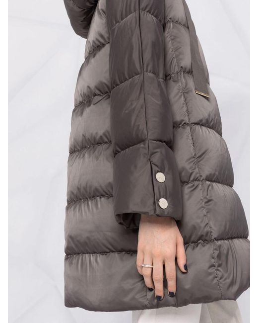 Herno Gray Long Puffer Coat With Buttons