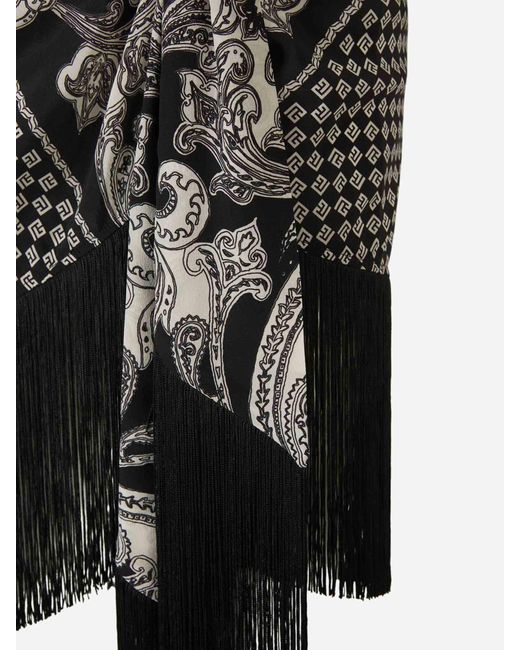 Balmain Black Paisley Motif Sarong Midi Skirt