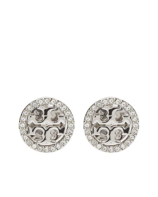 Tory Burch White Miller Crystal-embellished Stud Earrings
