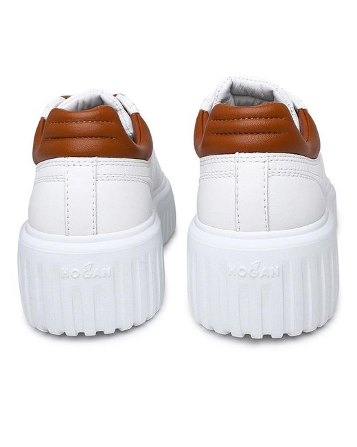 Hogan Brown White Leather Sneakers