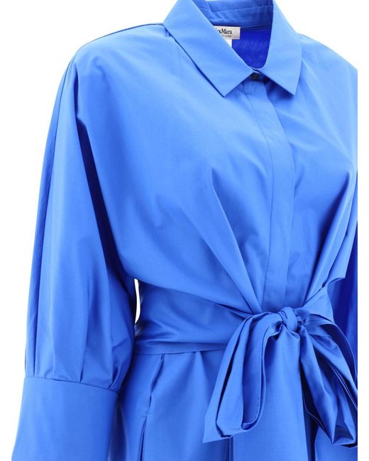 Max Mara Blue "tabata" Poplin Shirt Dress