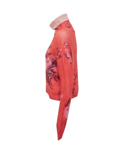 DES_PHEMMES Red Des Phemmes Turtleneck Sweater With Print