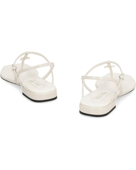 Miu Miu White Leather Flat Sandals