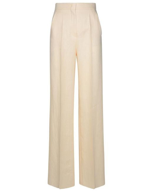 Max Mara White 'Hangar' Ivory Linen Pants