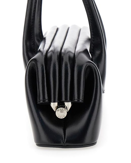 OSOI Black 'Boat Wide Mini' Shoulder Bag With Round Handles And Logo Lettering On The Front