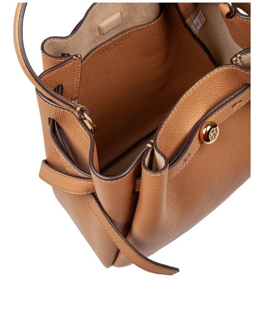 Tory Burch Brown Hammered Leather Bucket Bag