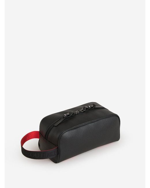 Christian Louboutin Black Leather Blaster Toiletry Bag for men