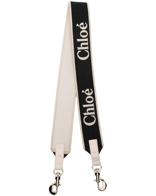 Chloé White Embroidered Logo Bicolor Strap