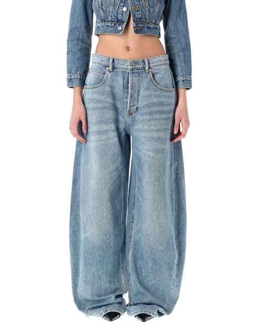 Alexander Wang Blue Oversized Rounded Low Rise Jeans