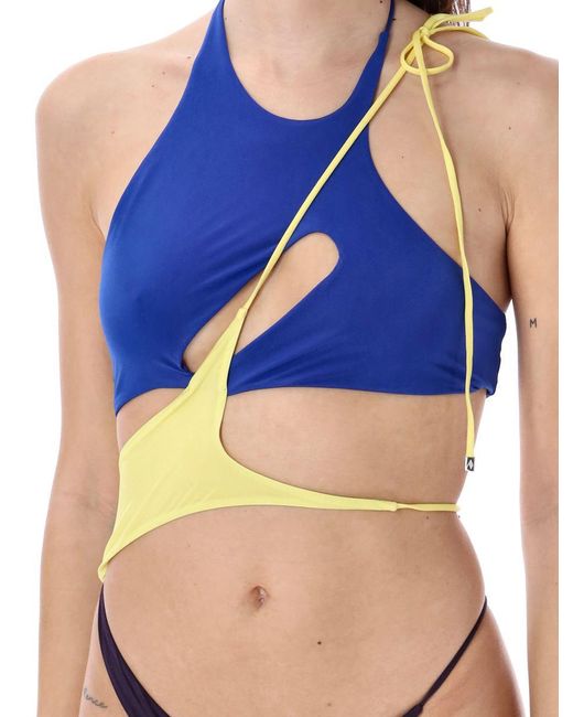 The Attico Blue One Piece Cut Out Swimsuit