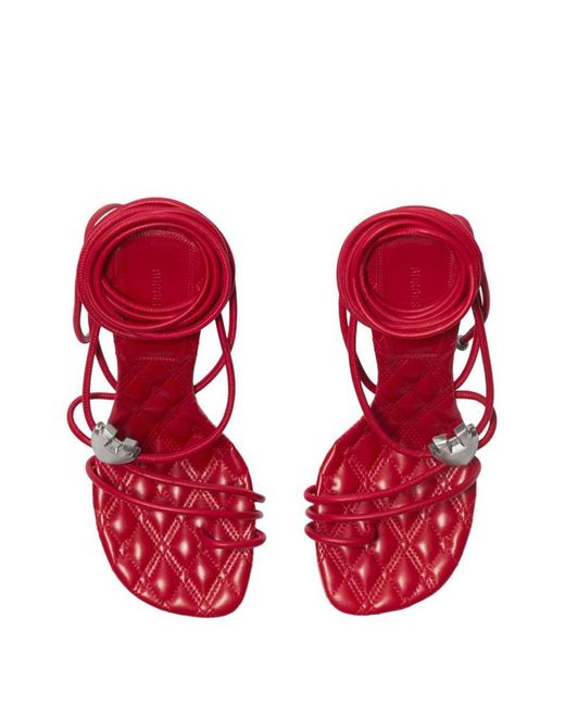 Burberry Red Ivy Shield Heeled Sandals 105