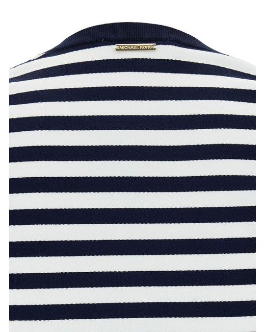 MICHAEL Michael Kors Blue And Striped Sweater With Logo Patch In