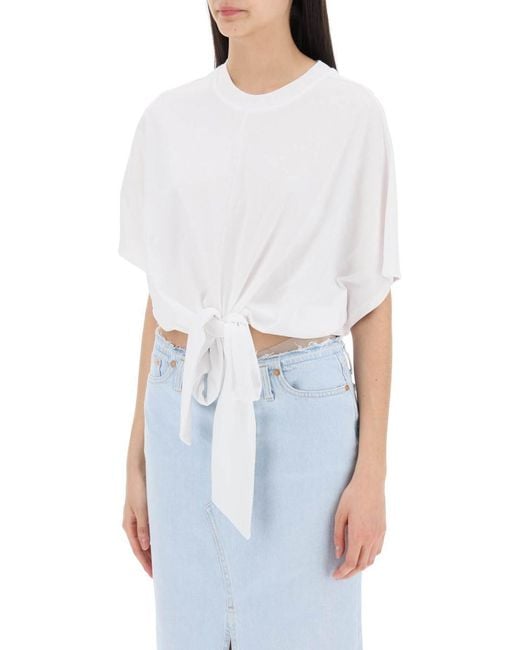 Closed White T-Shirt With Knot Detail