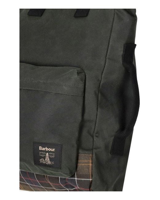 Barbour Black Field Waxed Sage Backpack for men