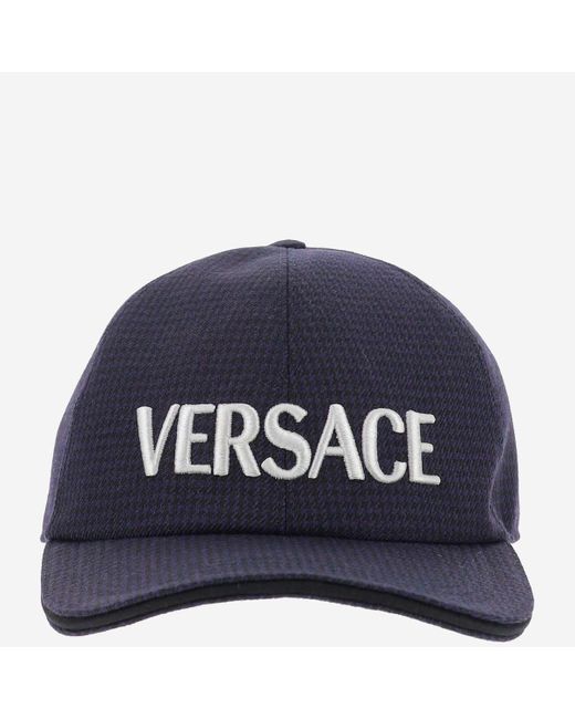 Versace Logo Wool Baseball Hat in Blue for Men | Lyst