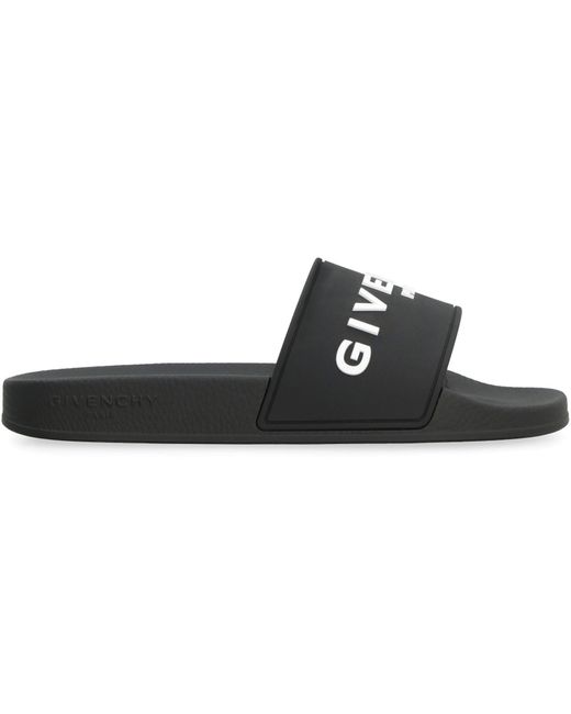 Givenchy Black Logo Detail Rubber Slides