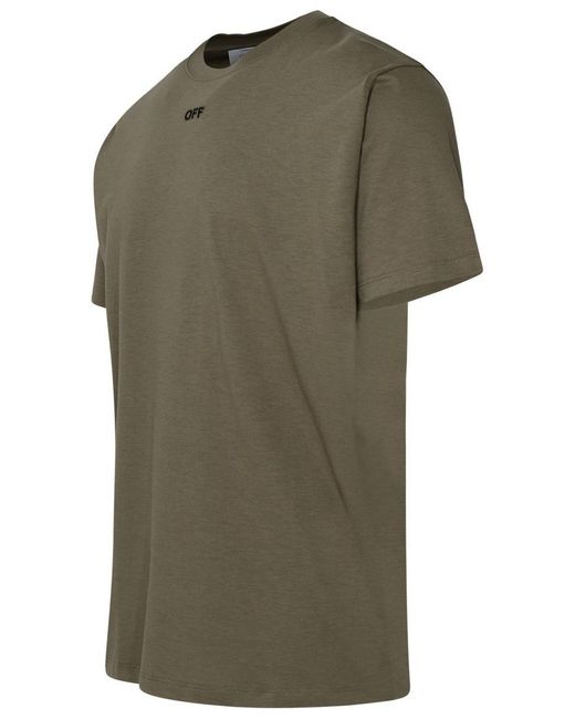 Off-White c/o Virgil Abloh Green Off- Cotton T-Shirt for men