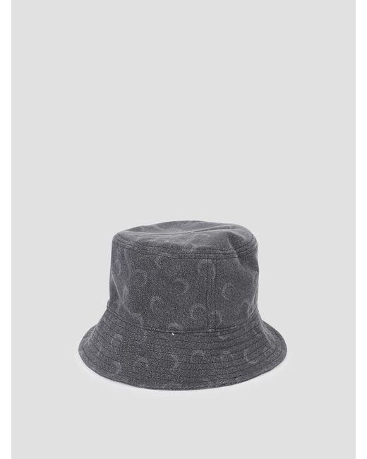MARINE SERRE Gray Moon Laser Denim Bucket Hat