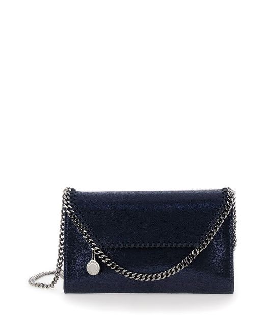 Stella McCartney Blue 'Mini Falabella' Crossbody Bag With Logo Charm