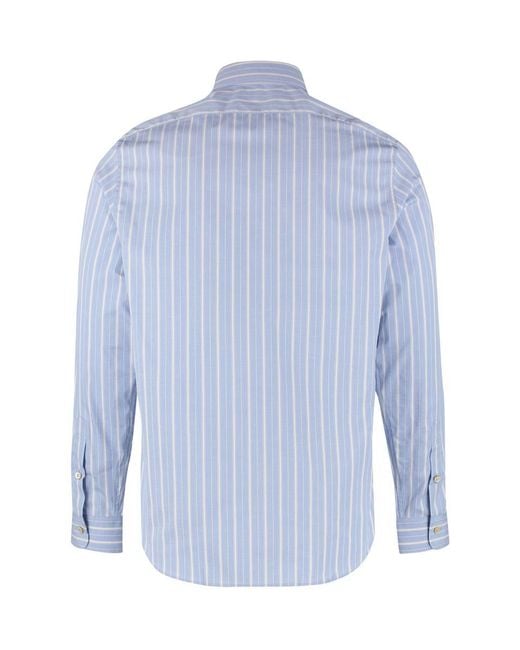 Gucci Blue Striped Cotton Oxford Shirt for men