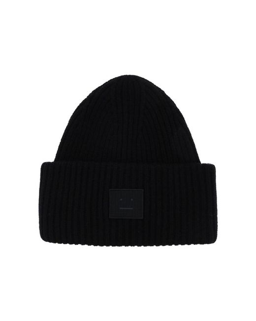 Acne Black Woolen Face Beanie Hat