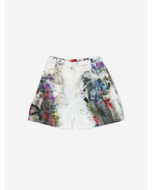 Acne Blue Fluid Printed Bermudas for men