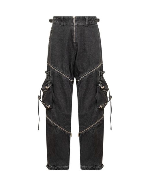 Off-White c/o Virgil Abloh Black Zip Denim Cargo Pants for men