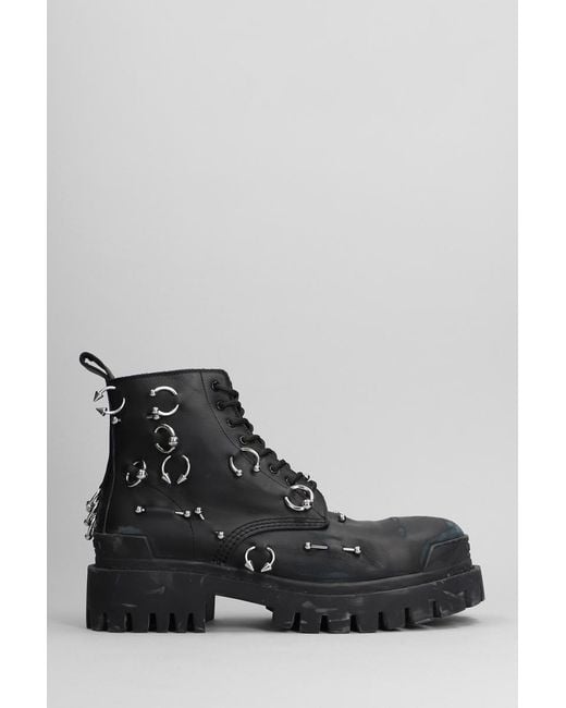 Balenciaga Strike Piercing Combat Boots in Black for Men Balenciaga Strike Piercing Combat Boots in Black for Men