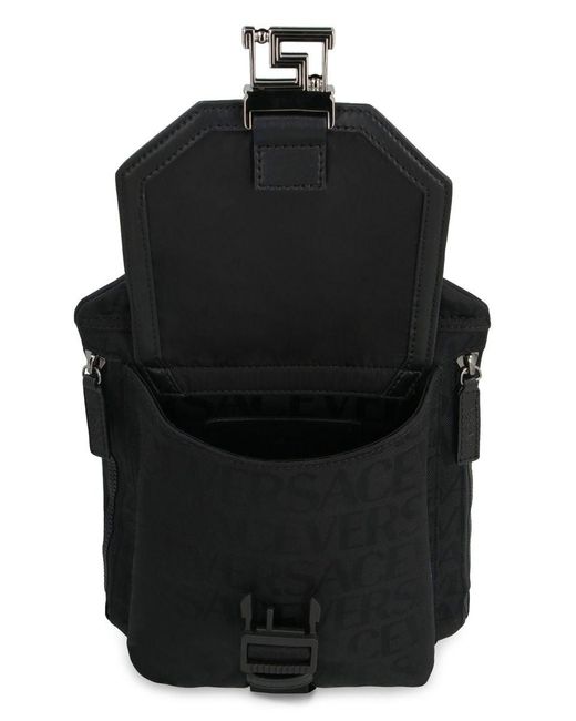 Versace Black Technical Backpack With Logo for men