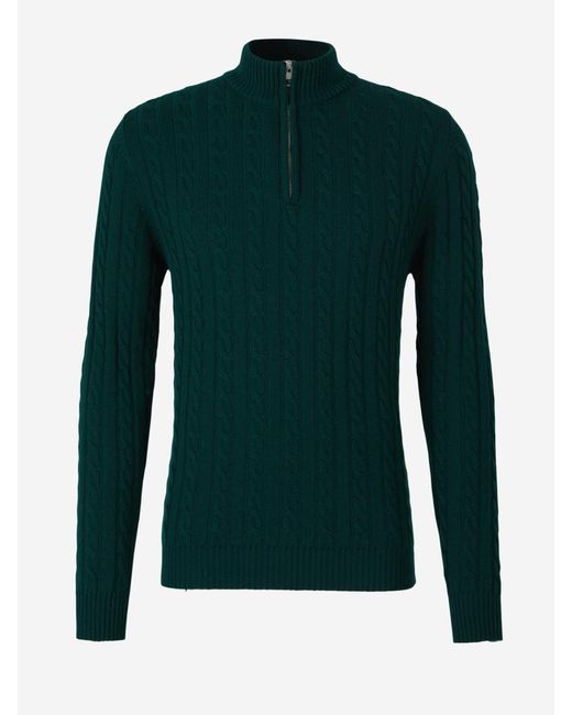 Luigi Borrelli Napoli Green Cable Knit Wool Sweater for men