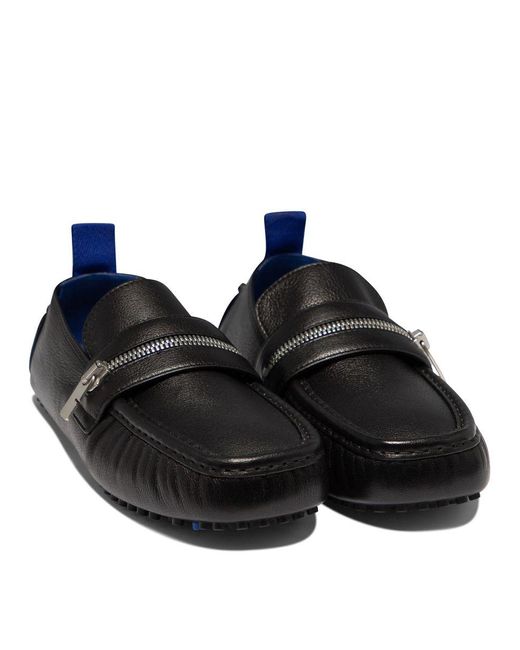 Burberry Black Leather "Motor" Low Loafers for men