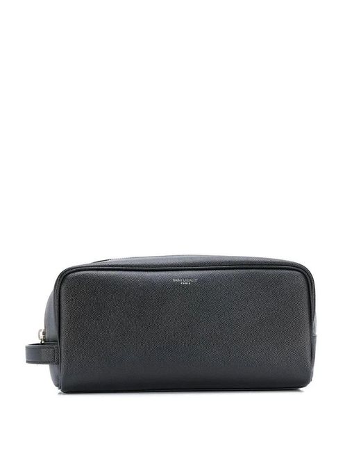 Saint Laurent Gray Beauty Case Embossed Leather Accessories for men