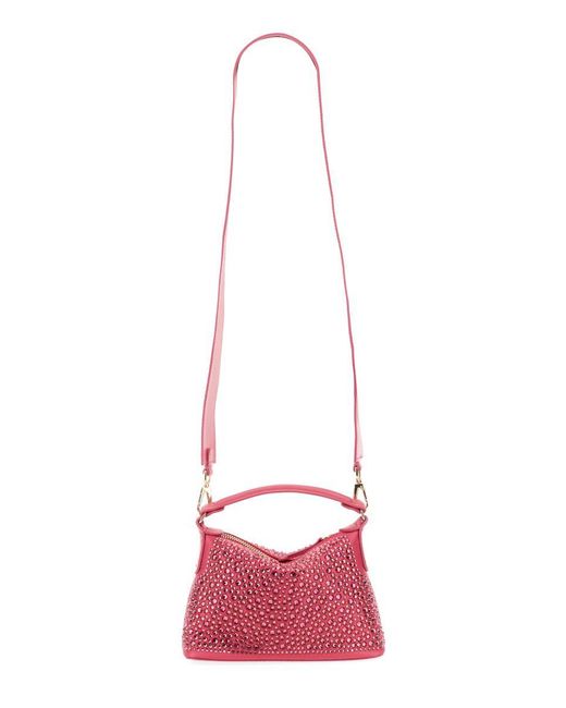 Liu Jo Pink Mini Hobo Bag With Rhinestones