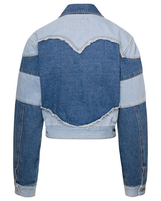 Andersson Bell Patchwork Button-Up Denim Jacket - Blue