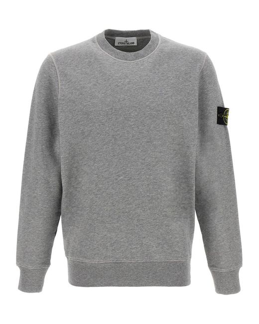 Stone Island Gray Logo Badge Sweatshirt for men