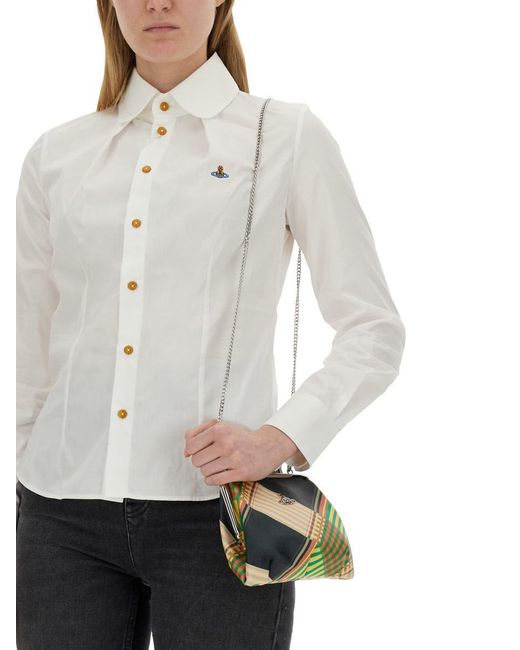 Vivienne Westwood White Shirt With Orb Embroidery